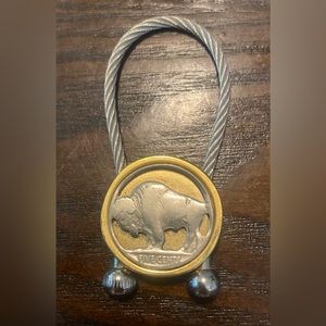 Vintage Old Buffalo Nickel 5 Cent Key Chain weighs 1.2oz Cool Very Neat